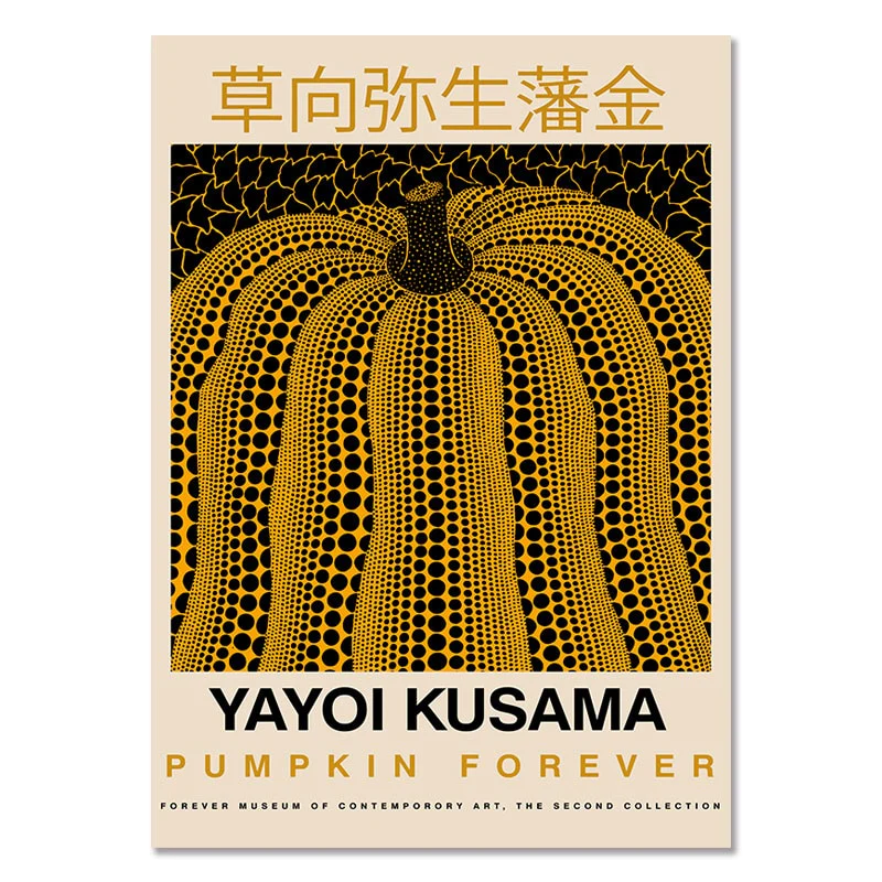 HULIANFU   Yayoi Kusama Exhibition Posters and Prints Gallery Wall Art Picture Museum Modern Canvas Painting Nordic Living Room Decoration - Deanwangkt