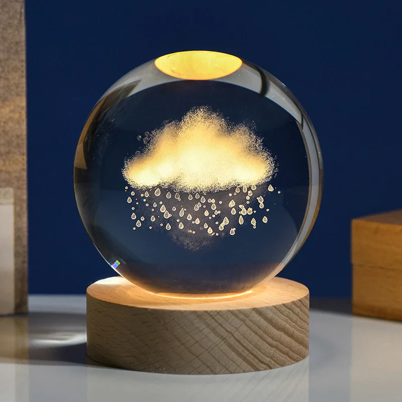 HULIANFU New 80mm K9 Crystal Solar System Planet Globe 3D Laser Engraved Sun System Ball with Touch Switch LED Light Base Astronomy Gifts - Deanwangkt