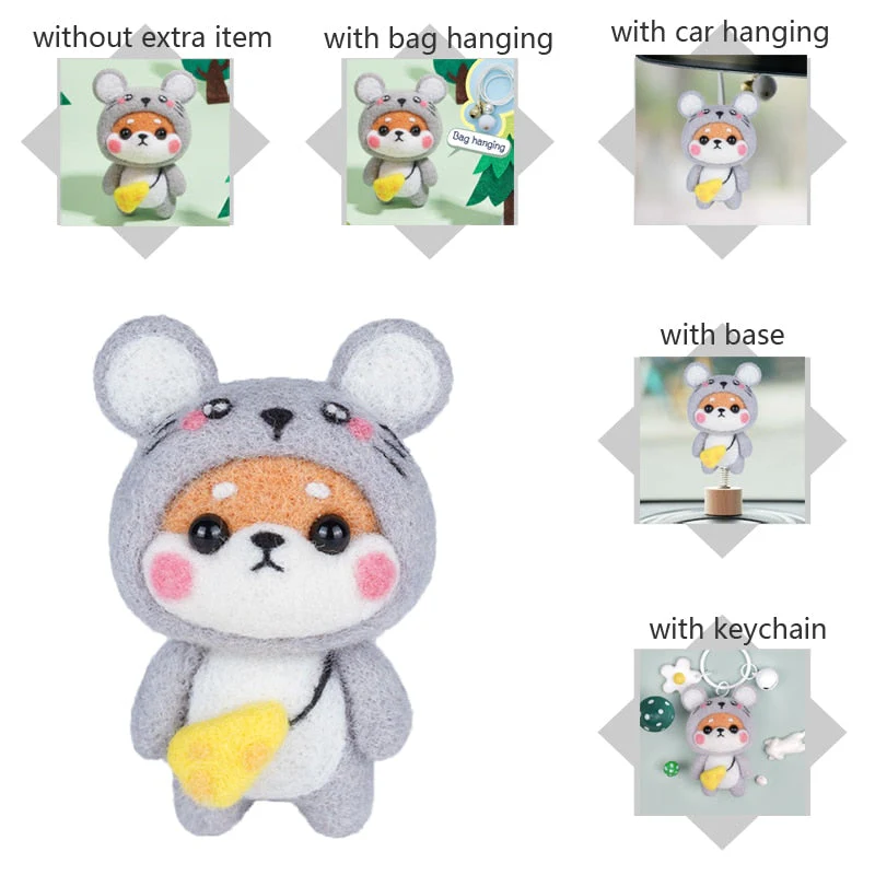 HULIANFU LMDZ Fashion Lovely Wool Felting Fabric Materials Handcraft Needle Felting Kit Doll Twelve zodiac for Needle Material Bag Pack - Deanwangkt