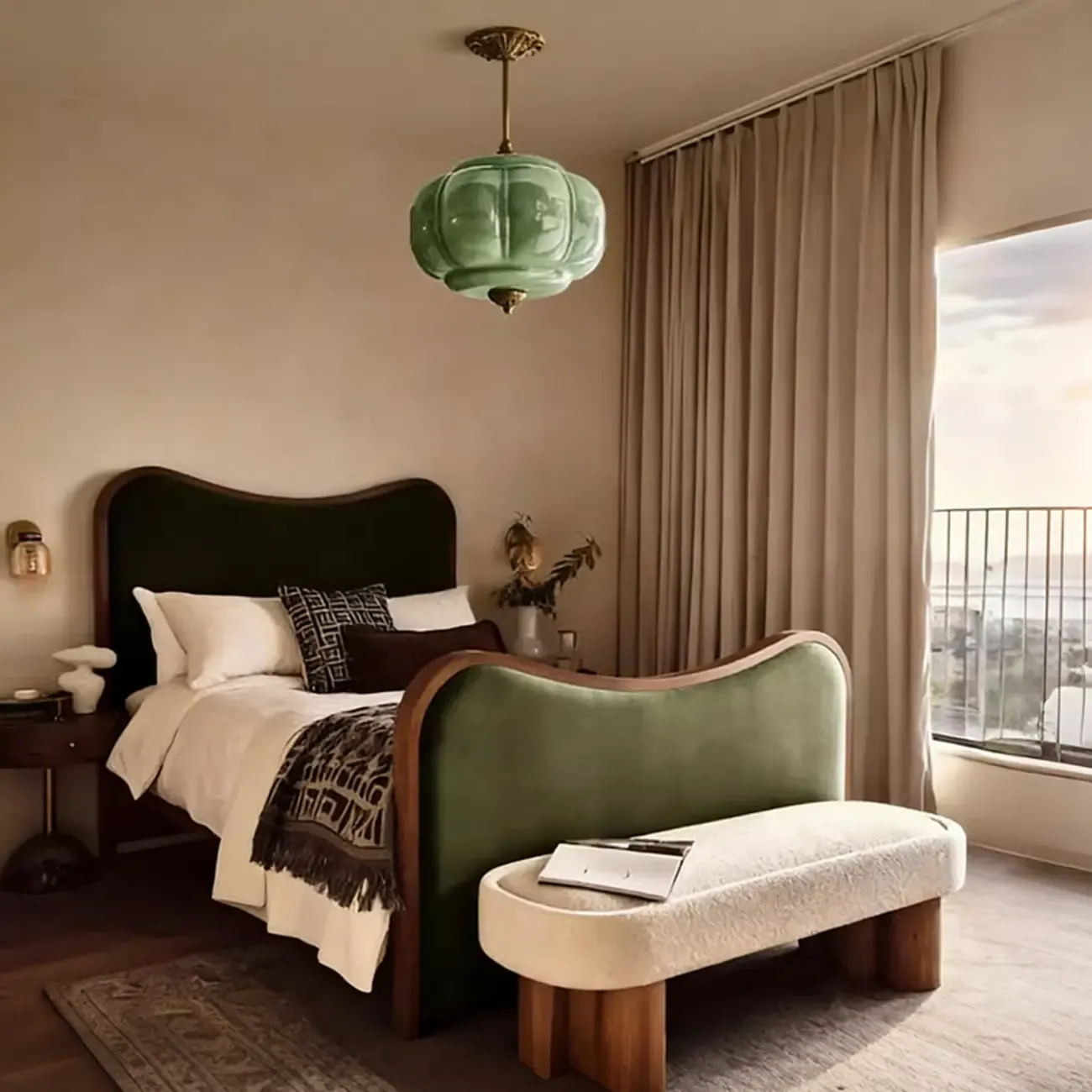 Elegant Glass Geometric Pendant Light Pumpkim Shaped