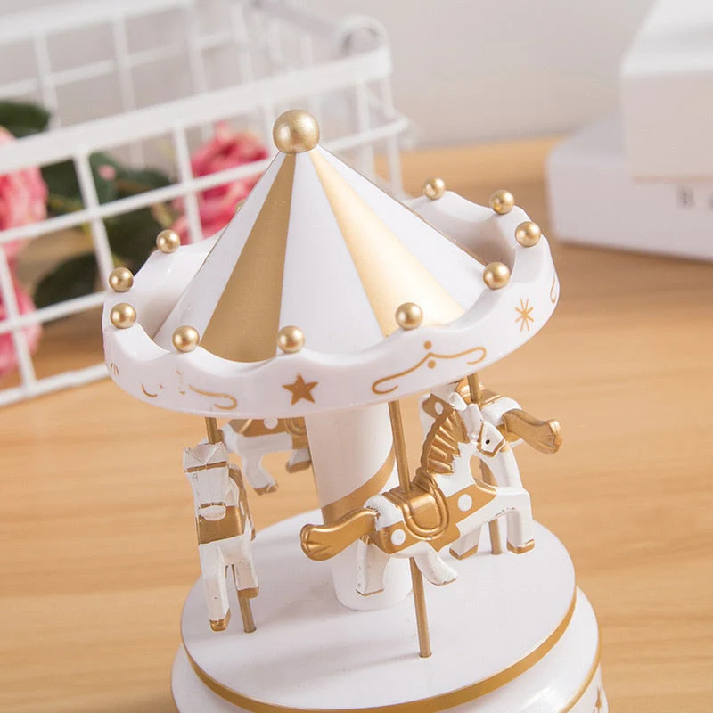 HULIANFU Merry-Go-Round Music Boxes Wind Up Wooden Horse Roundabout Carousel Musical Box Kid Birthday Christmas Gift Christmas Home Decor - Deanwangkt