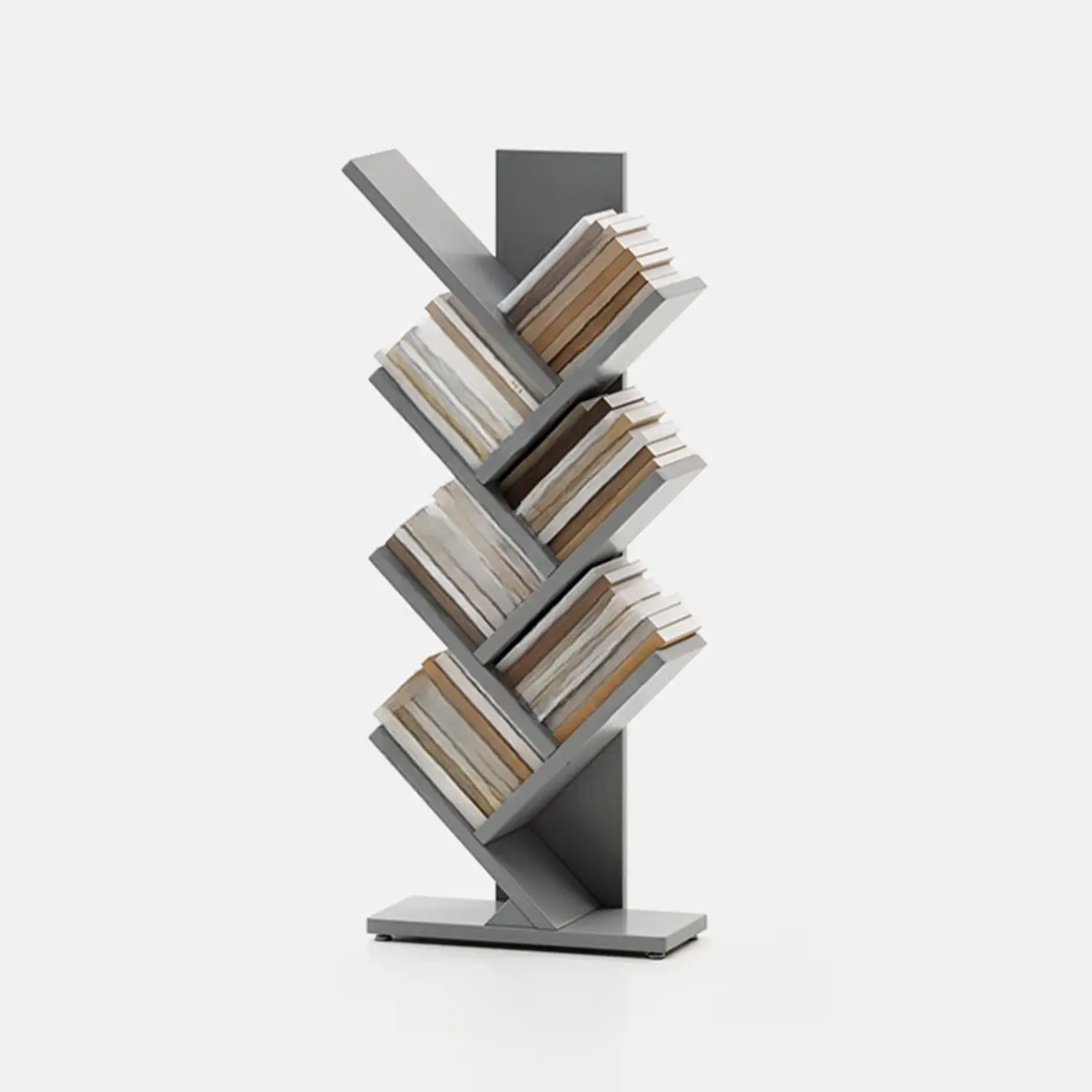 Black Wood Tree-Shaped Vertical Display Bookcase