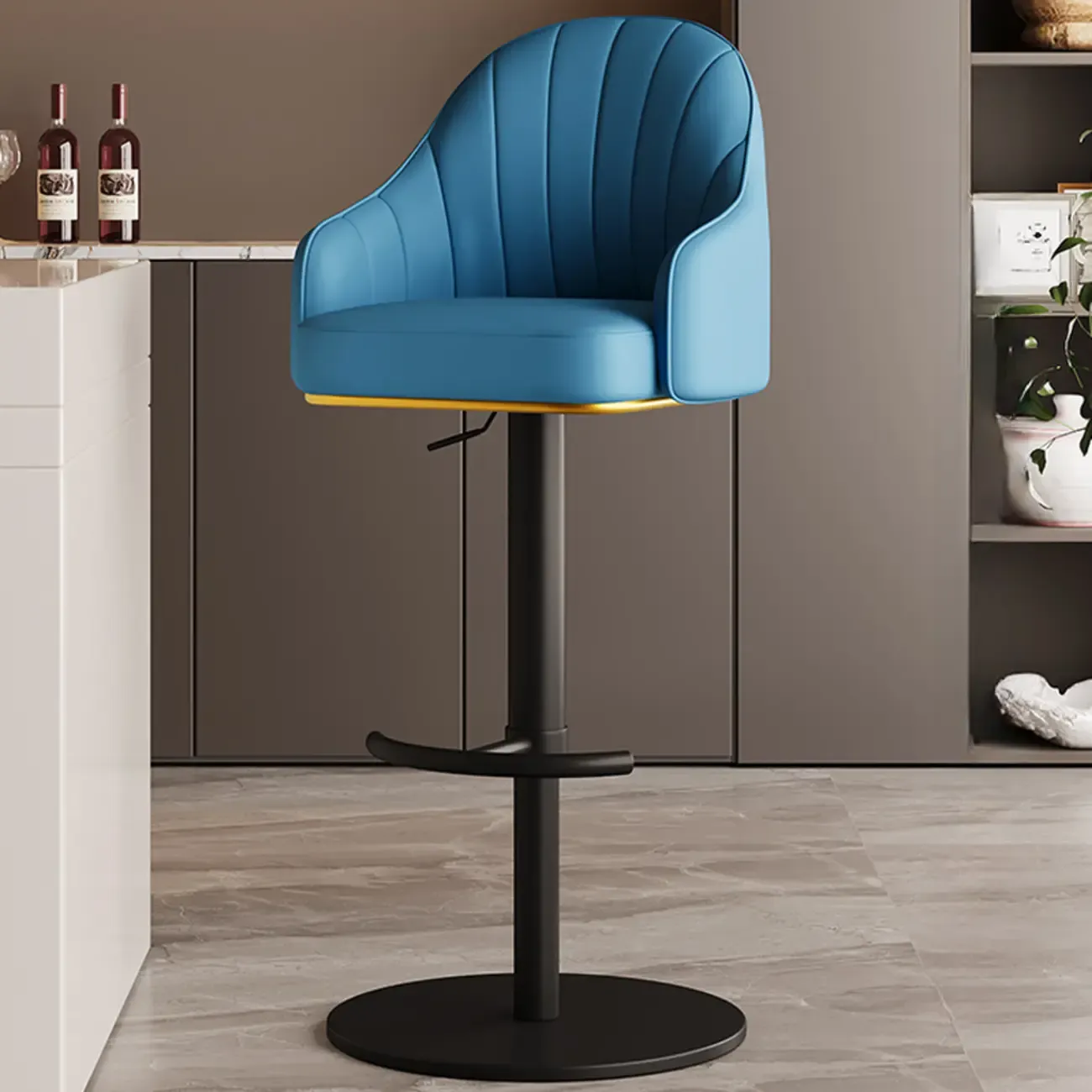 Low Back Adjustable Modern Leather Swivel Bar Stool