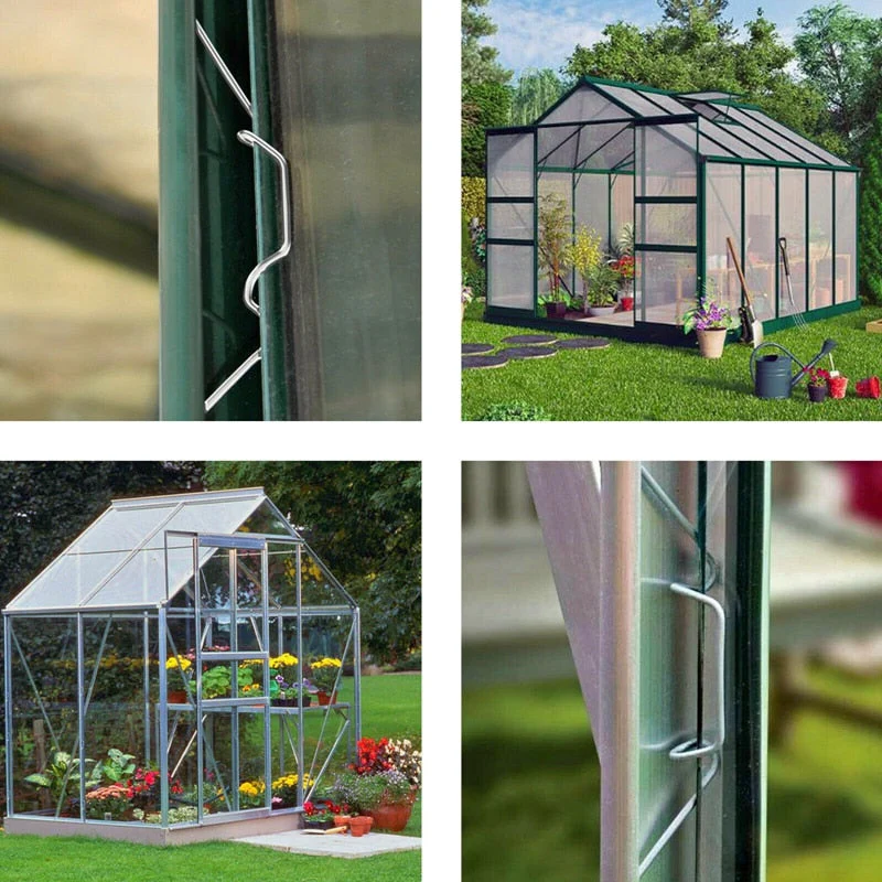 HULIANFU Promotion! 50Pcs Stainless Steel Greenhouse W Clips Spring Wire Glazing Glass Frame Fixing Clamp - Deanwangkt