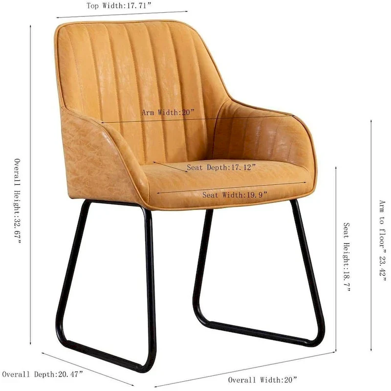 Home Beyond Synthetic Leather Dining Chairs Set of 2, Yellow Tan