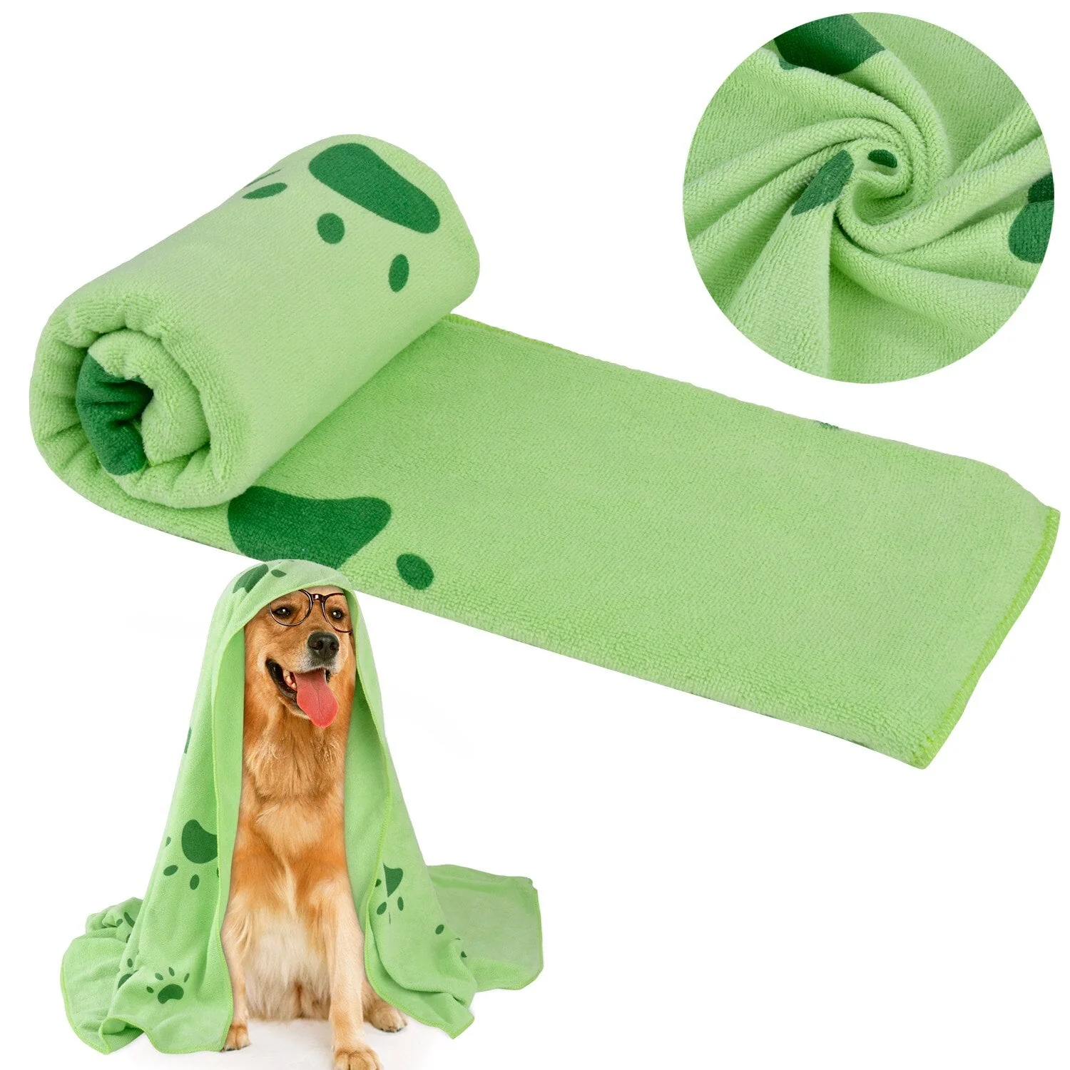 HULIANFU Legendog 1pcs Pet Bath Towel Footprint Printed Oversized Microfiber Towel Strong Absorbing Water Dog Bath Dry Towel Pet Supplies - Deanwangkt