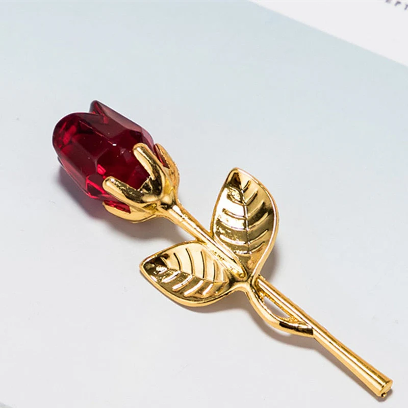 HULIANFU Valentines Day Gift Crystal Glass Rose Artificial Flower Silver Gold Rod Rose Flower for Girlfriend Wedding Gifts for Guest - Deanwangkt