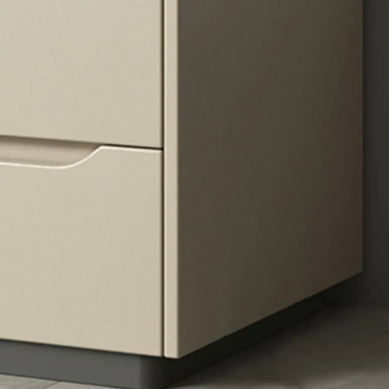 Modern Khaki Leather Stone Top 2-Drawer Nightstand