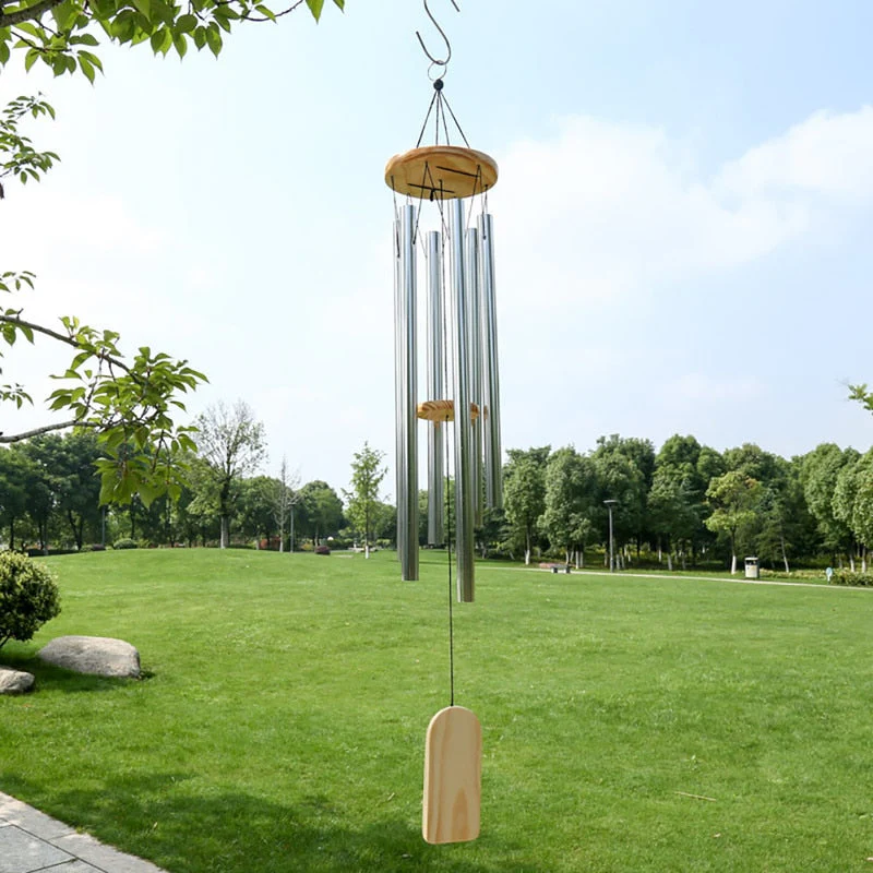 HULIANFU Silver 6 Tube Wind Chime Chapel Bells Wind Chimes Door Wall Hanging Ornament Home Garden Outdoor Decor Wind Chimes - Deanwangkt