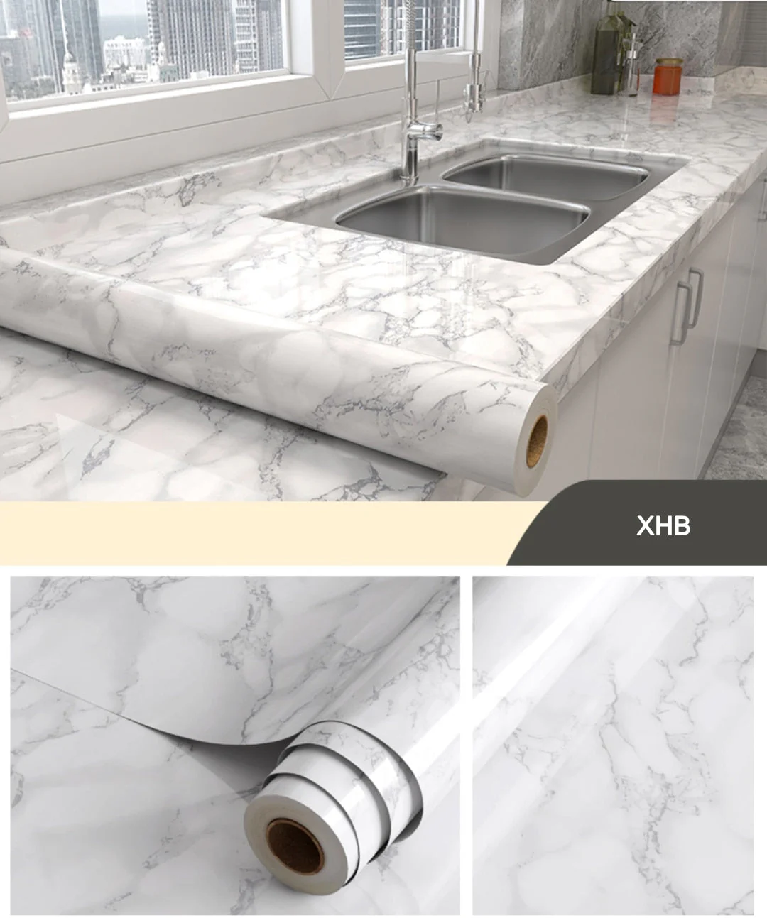 HULIANFU 2026  Kitchen Oil-proof Transparent Film Thick Self Adhesive Waterproof Countertop Furniture Marble Wallpaper Bathroom Decor Stickers - Deanwangkt