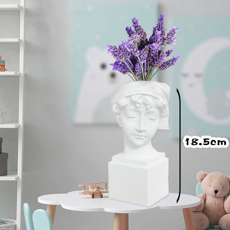 HULIANFU W&G Nordic Vase Home Decor Vase Creative Human Head Portrait Flower Vases Room Decoration Resin David Flower Vase Room Decor - Deanwangkt