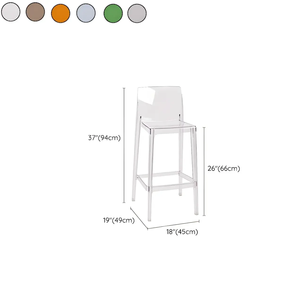Modern Acrylic Transparent Stylish Rectangle Bar Stool