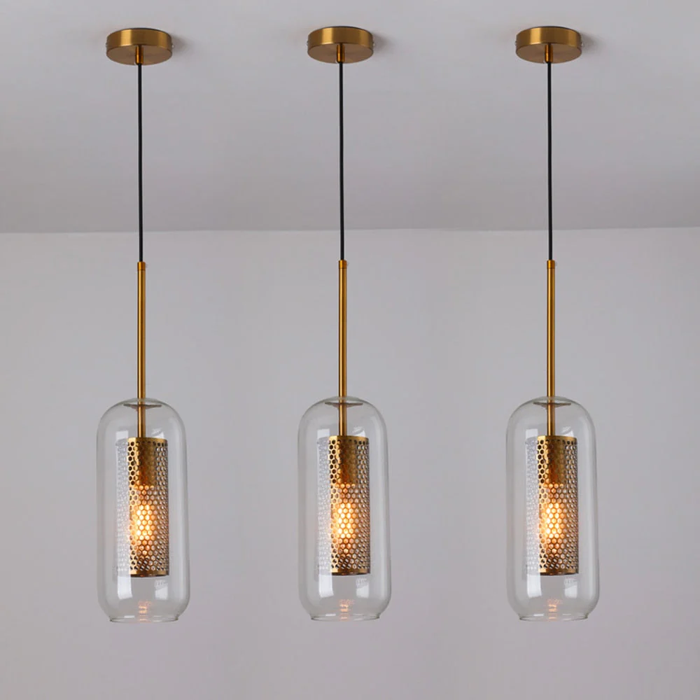 HULIANFU Sliver Bronze Loft Modern Pendant Light Glass Ball Hanging Lamp Kitchen Light Fixture Dining Hanglamp  Living Room Luminaire - Deanwangkt