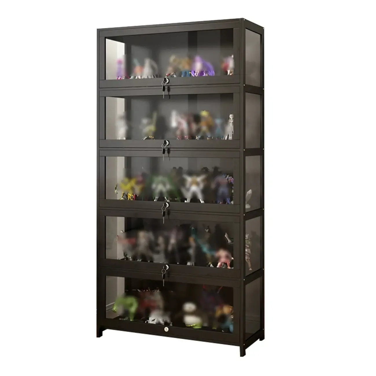 Living Room Modern Black Glass Figurine Display Cabinet
