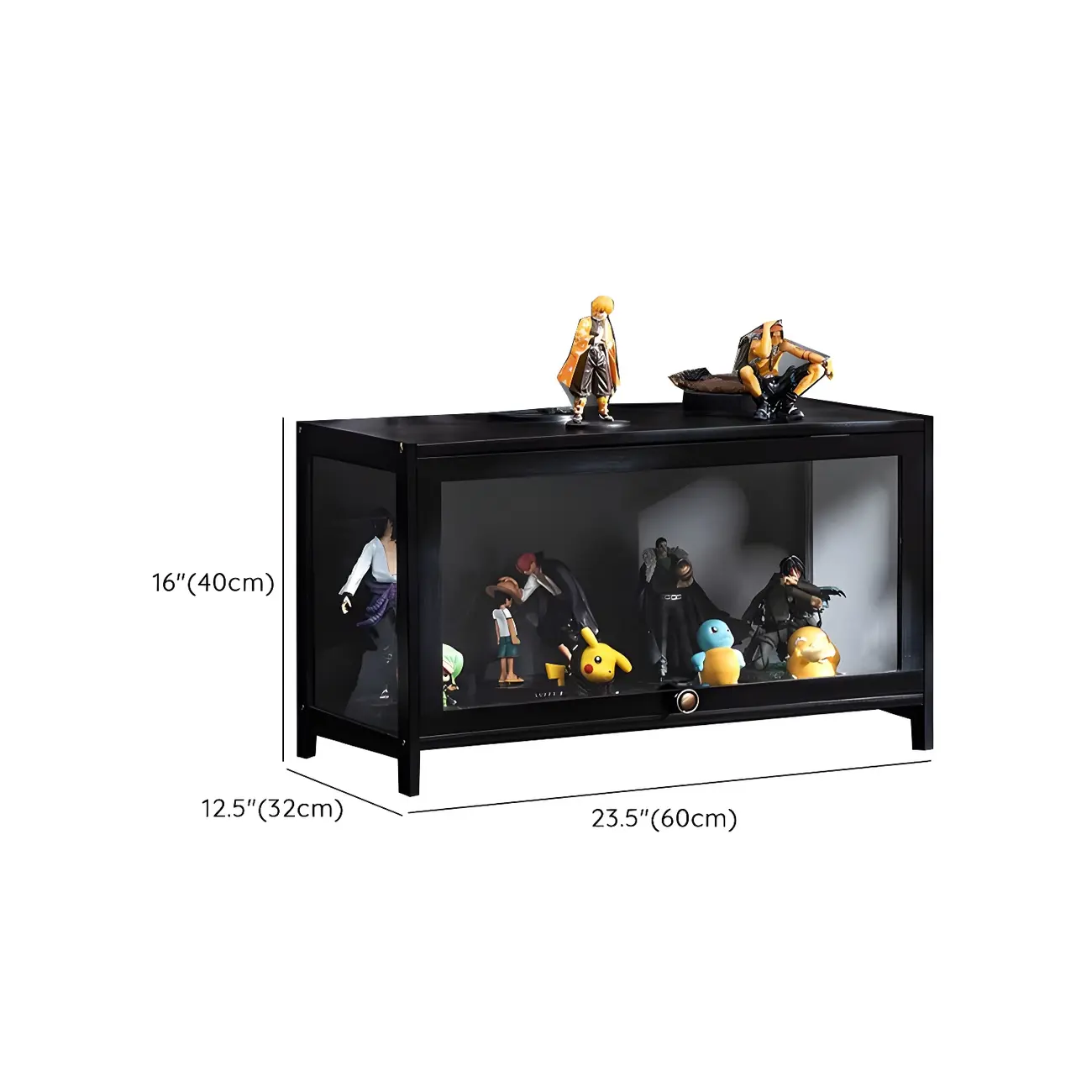 Elegant Black Bamboo Clear Figure Display Cabinet