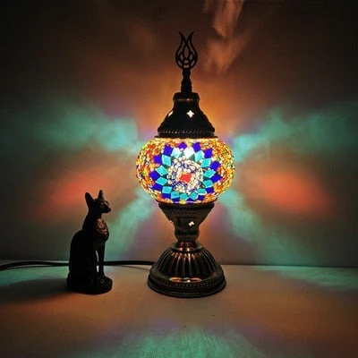 HULIANFU Turkish mosaic table Lamp vintage art deco Handcrafted lamparas de mesa mosaic Glass romantic bed light lamparas con mosaicos - Deanwangkt