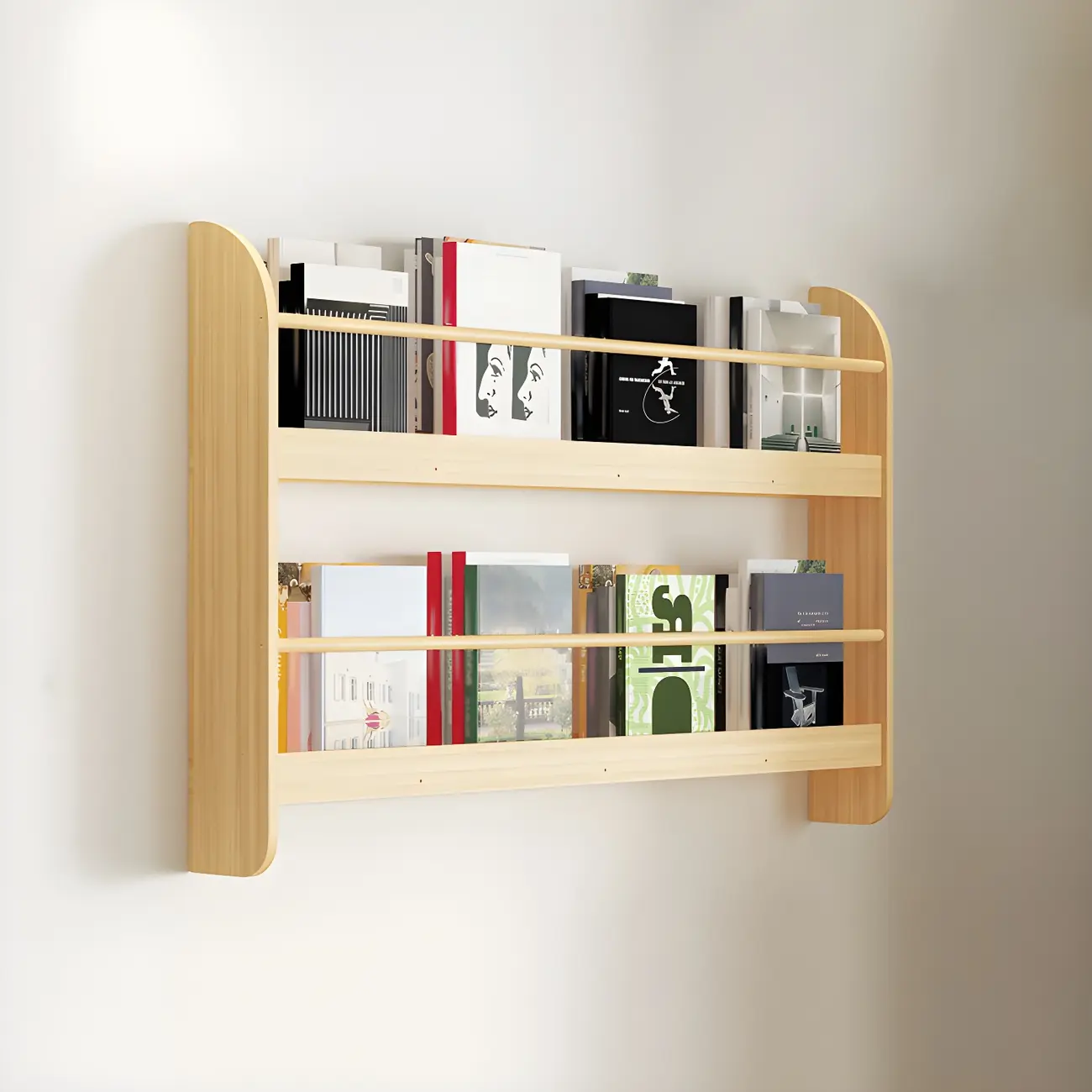 Modern Slim Wood Wall-Mounted Bookshelf