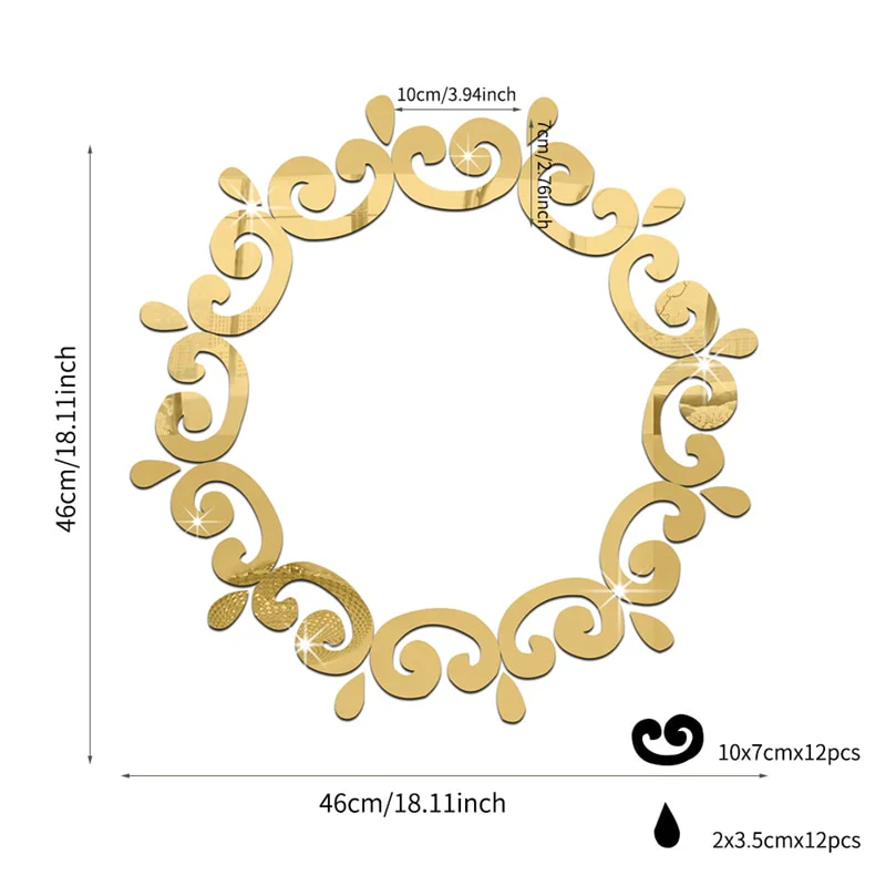HULIANFU New Decorative Mirrors DIY Wall Stickers Sun Flower Aesthetic Room Decor Mirror Stickers For Living Room Decoración Hogar - Deanwangkt