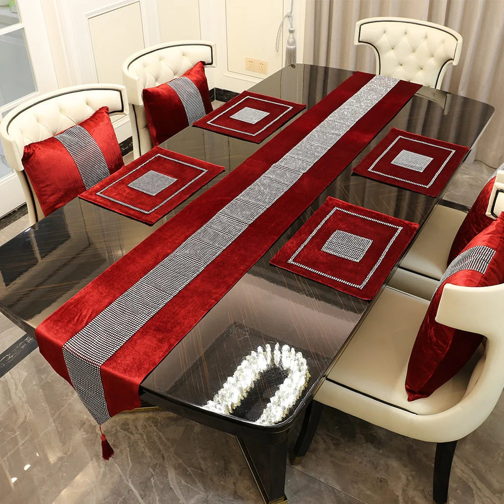 HULIANFU Table Runner Wedding Pillowcase Napkin Floral Tablecloth Decoration European Tasseled For Home Party Christmas camino de mesa - Deanwangkt
