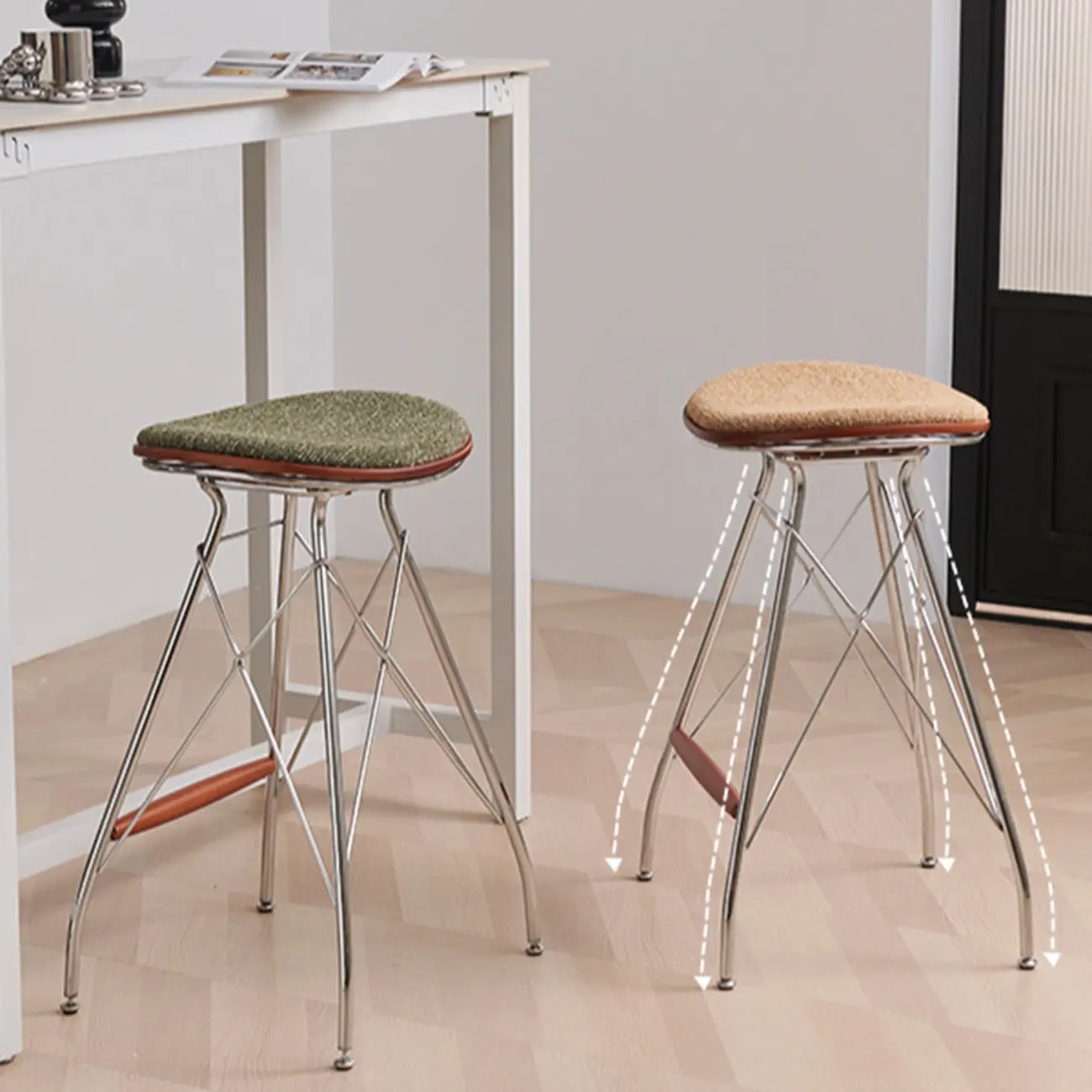 Adjustable Metal Frame Knitting Cushion Backless Bar Stool