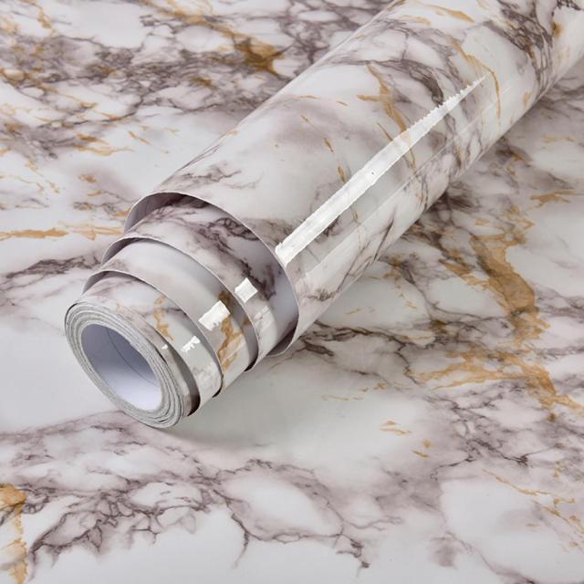 HULIANFU Wokhome Self Adhesive PVC Waterproof Oil-Proof Marble Wallpaper Contact Paper Wall Bathroom Kitchen Furniture Renovation Sticker - Deanwangkt