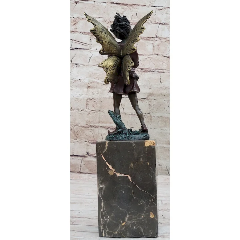 Very Beautifully Detailed Fairy Pure Hotcast Bronze Statue Signed No Reserve