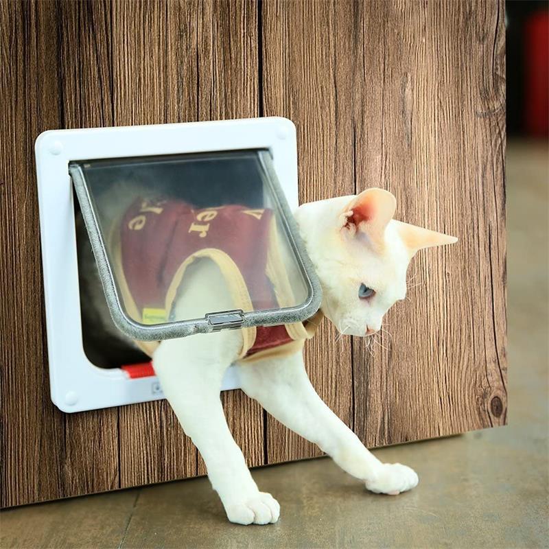 HULIANFU Pet Cat Flap Door with 4 Way Lock Security Flap Door Waterproof Screen Window for Puppy Cats Anti Escape Safety Gate Supplies - Deanwangkt
