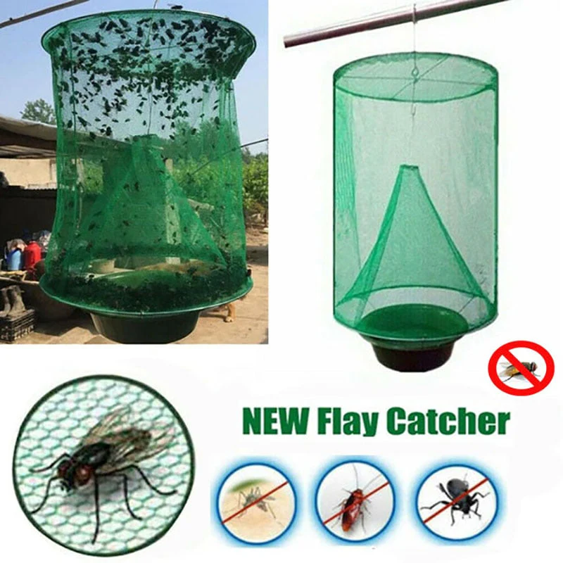 HULIANFU The Ranch Fly Trap Reusable Fly Catcher Killer Cage Net Trap Pest Bug Catch for Indoor or Outdoor Family Farms  Restaurants - Deanwangkt