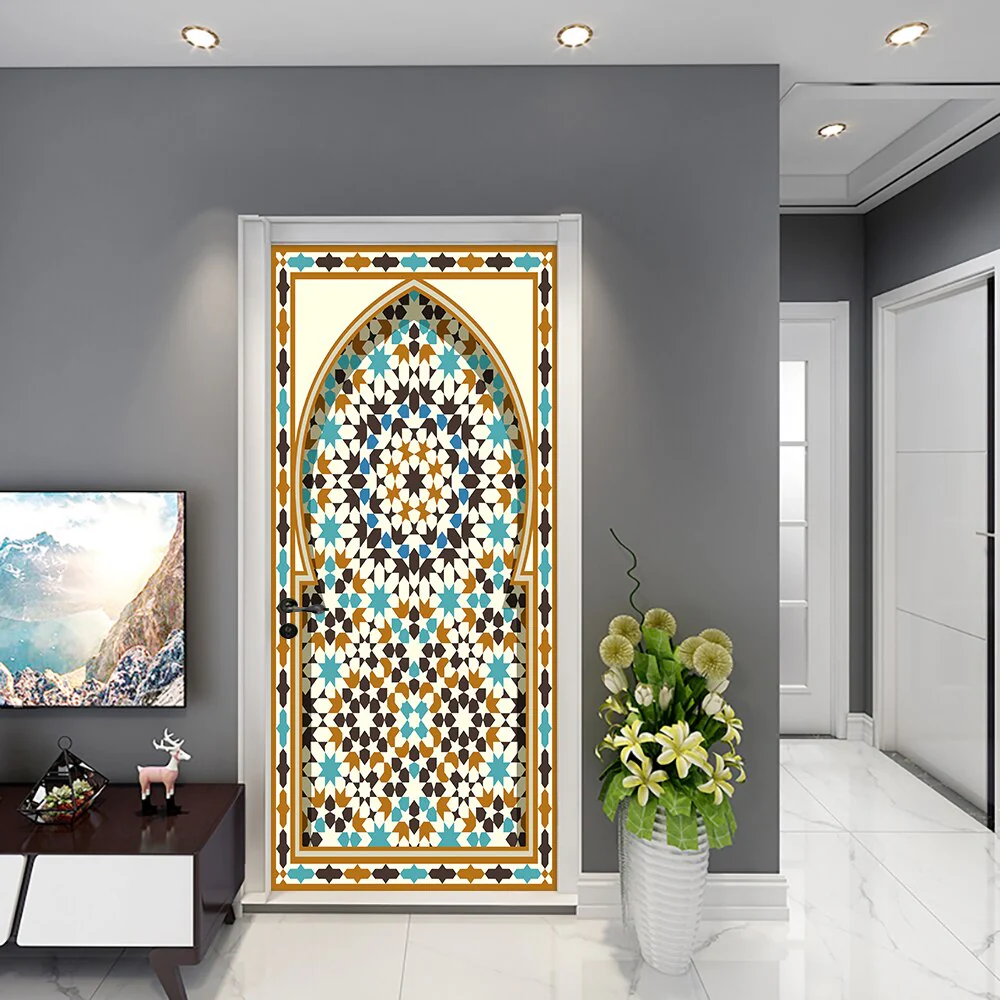 HULIANFU 2026  Simulation Of Gilt Leaves DIY Door Stickers Home Decoration Wall Sticker Kitchen Art Mural Peel & Stick Waterpoof PVC Wallpaper - Deanwangkt