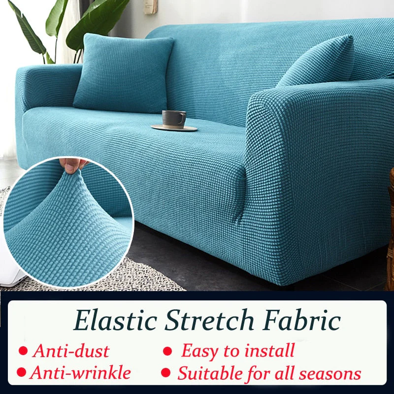 HULIANFU Living Room Elastic Sofa Cover Thick Polar Fleece 1/2/3/4 Seat Sofa Cover L Shape Corner Sofa Armchair Sofa Cover Dustproof - Deanwangkt