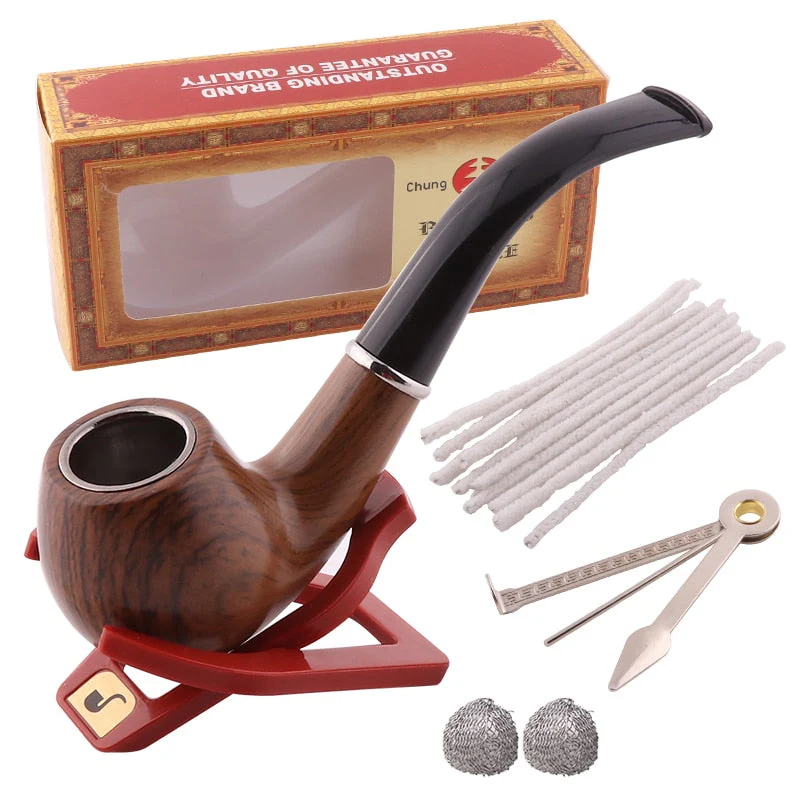 HULIANFU Resin Smoking Tobacco Pipe Set Classic Wooden  Herb Grinder Pipe Smoking Chimney Filter Gift for Smoke Accessories - Deanwangkt