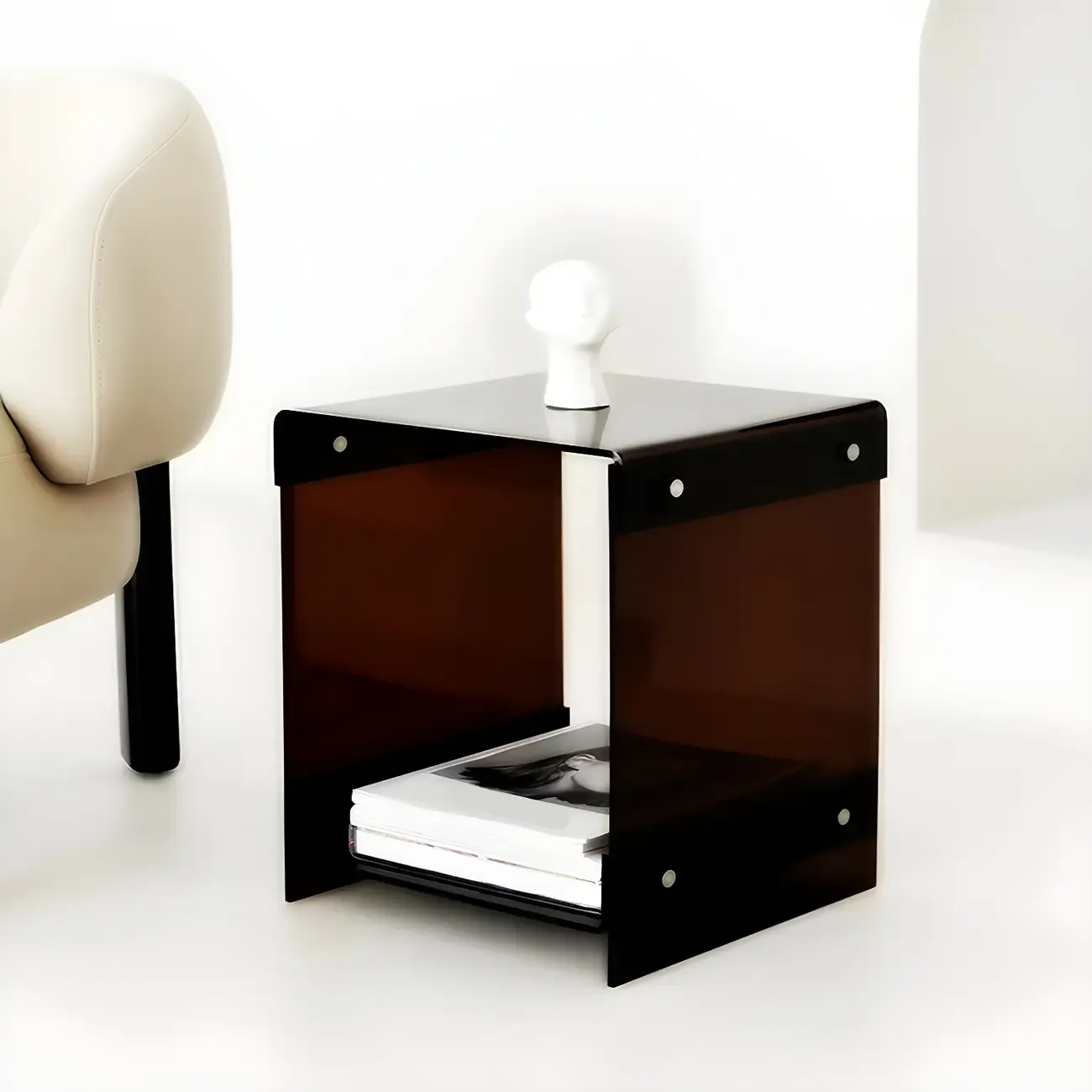 Modern Acrylic Bedside Table with Shelf