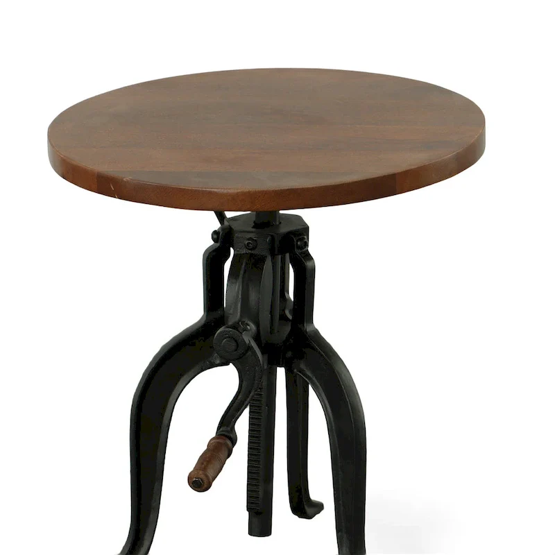 Carolina Living Regan Adjustable Accent Table - Chestnut Top - Black Base