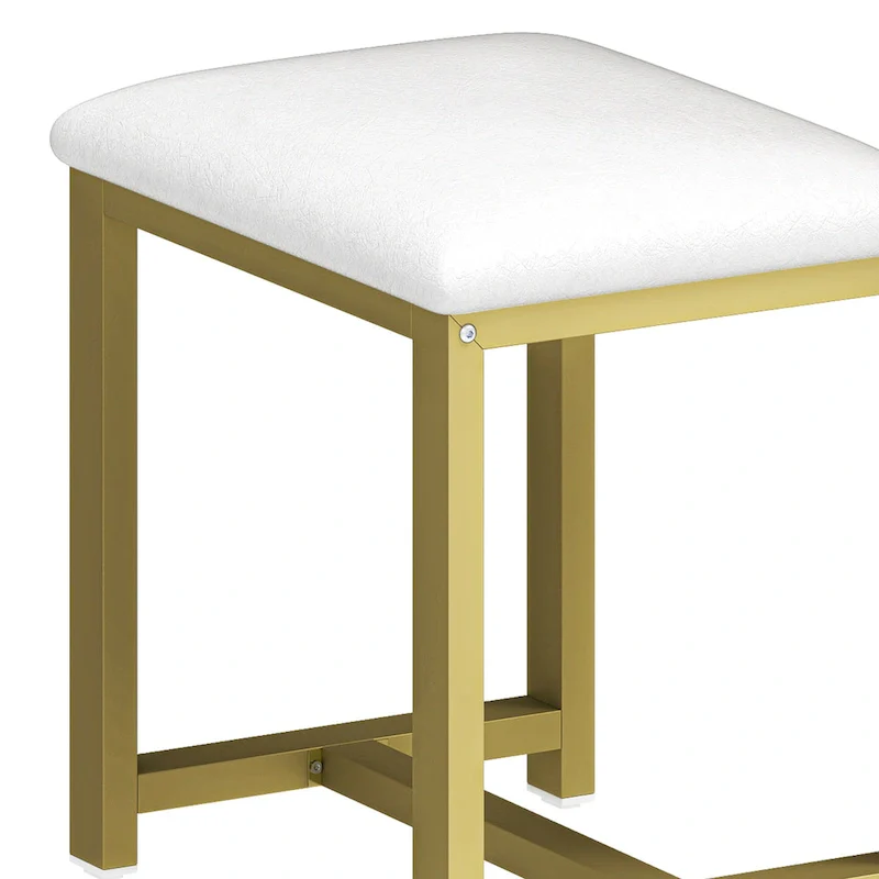 Moasis 5 Drawers L-Shape Nail Desk Set with Cushioned Stool and LED Light