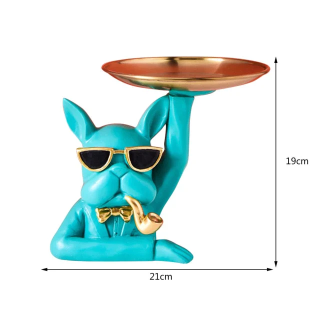 HULIANFU Nordic French Bulldog Sculpture Dog Statue Statue Jewelry Storage Table Decoration Gift Belt Plate Glasses Tray Home Art Statue - Deanwangkt