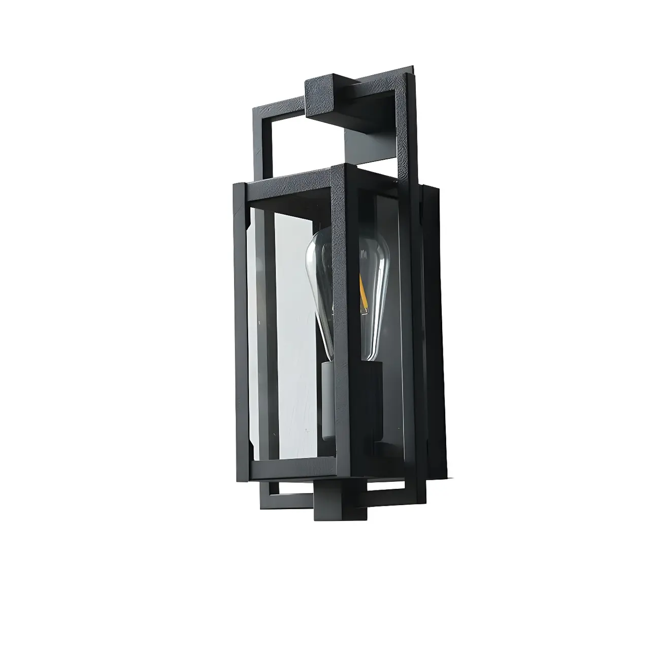 Industrial Metal Black Rectangle Lantern Outdoor Wall Light