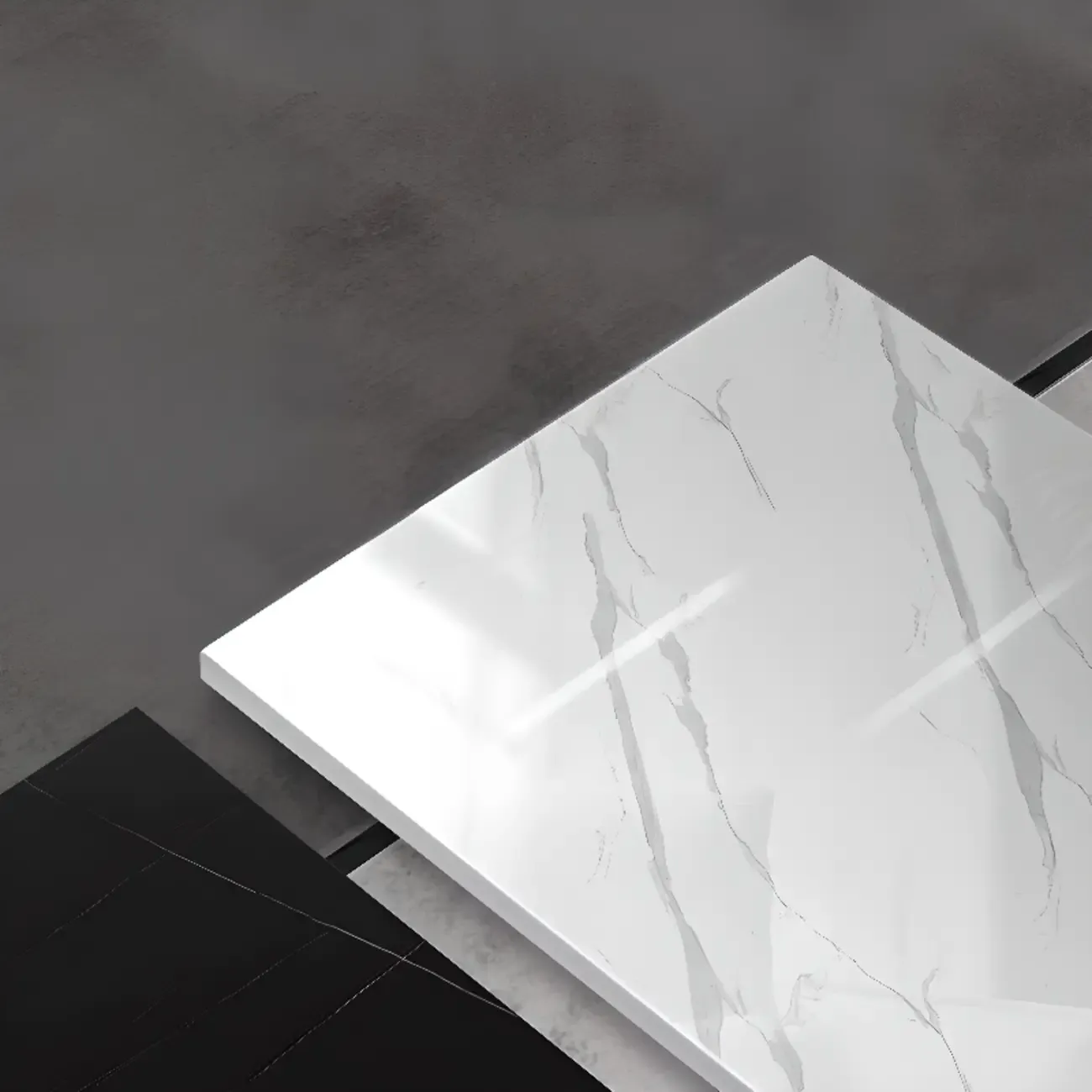 Modern White/Black Buffet Table with Cabinets