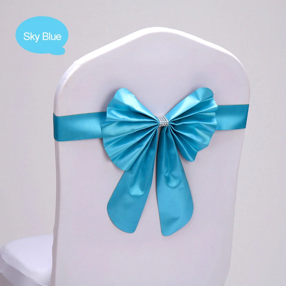 HULIANFU Wedding Ceremony Decor 10 Pieces Red Blue Already Bow Tie Hotel Banquet Chair Sash Band Conference Event Birthday Party Favor - Deanwangkt