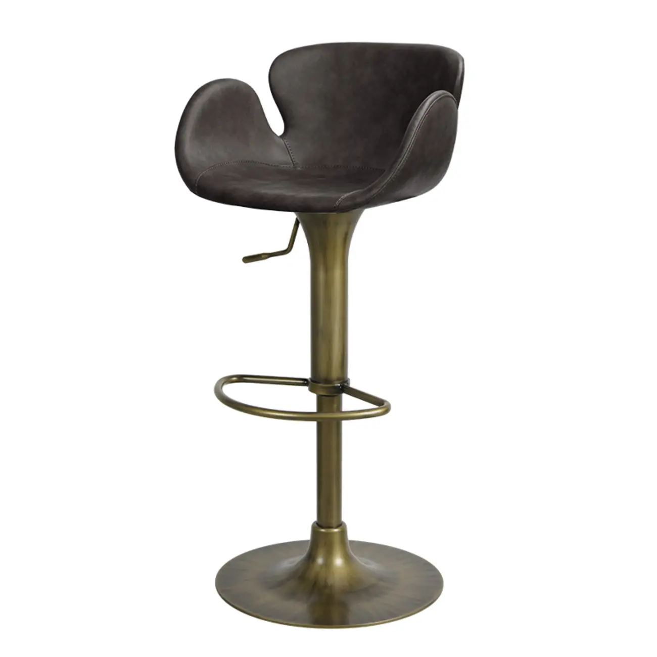 Adjustable Height Swivel Distressed Leather Bar Stools with Back