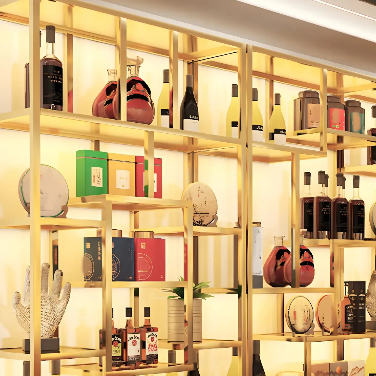 Glam Freestanding Gold Tall Metal Wine Rack