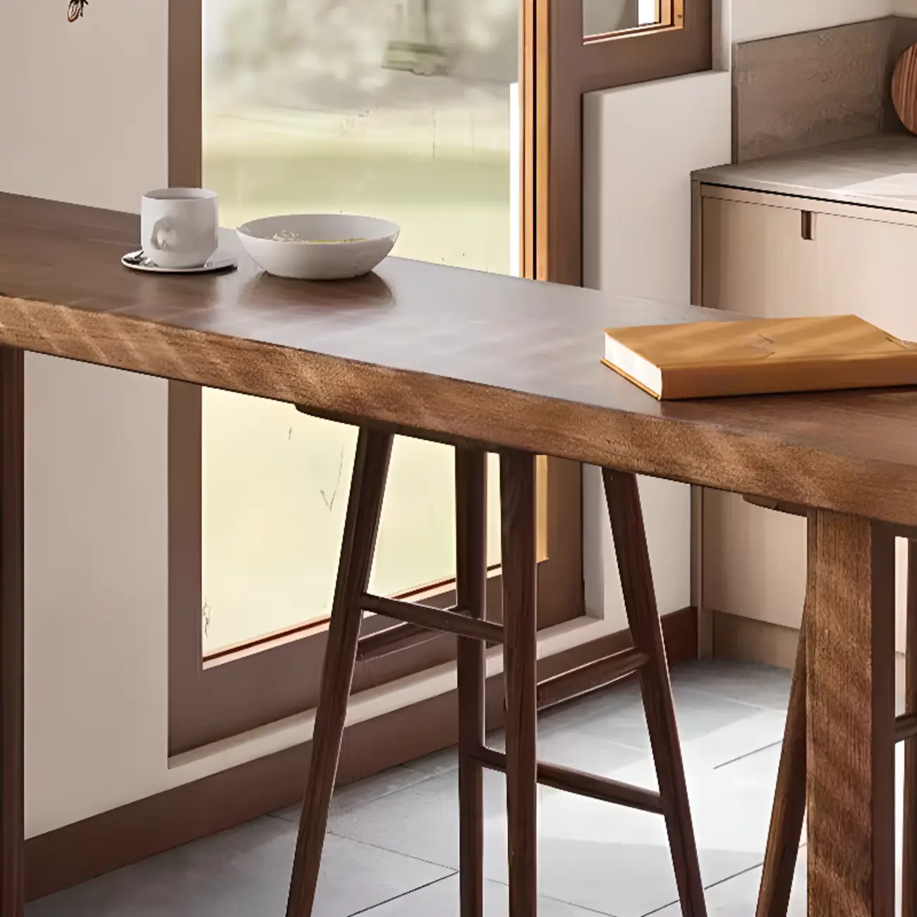 Rustic Cocoa Pine Fixed Top Sled Bar Tables