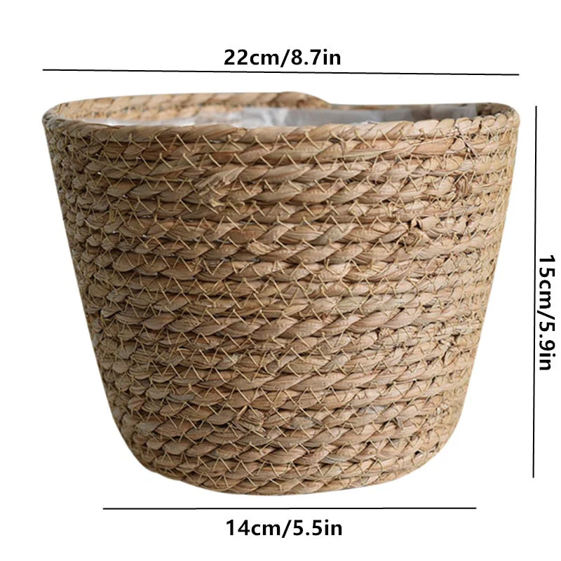 HULIANFU Straw Weaving Flower Plant Basket Grass Planter Basket Indoor Outdoor Flower Pots Cover Plant Containers for Plantable Plants FU - Deanwangkt