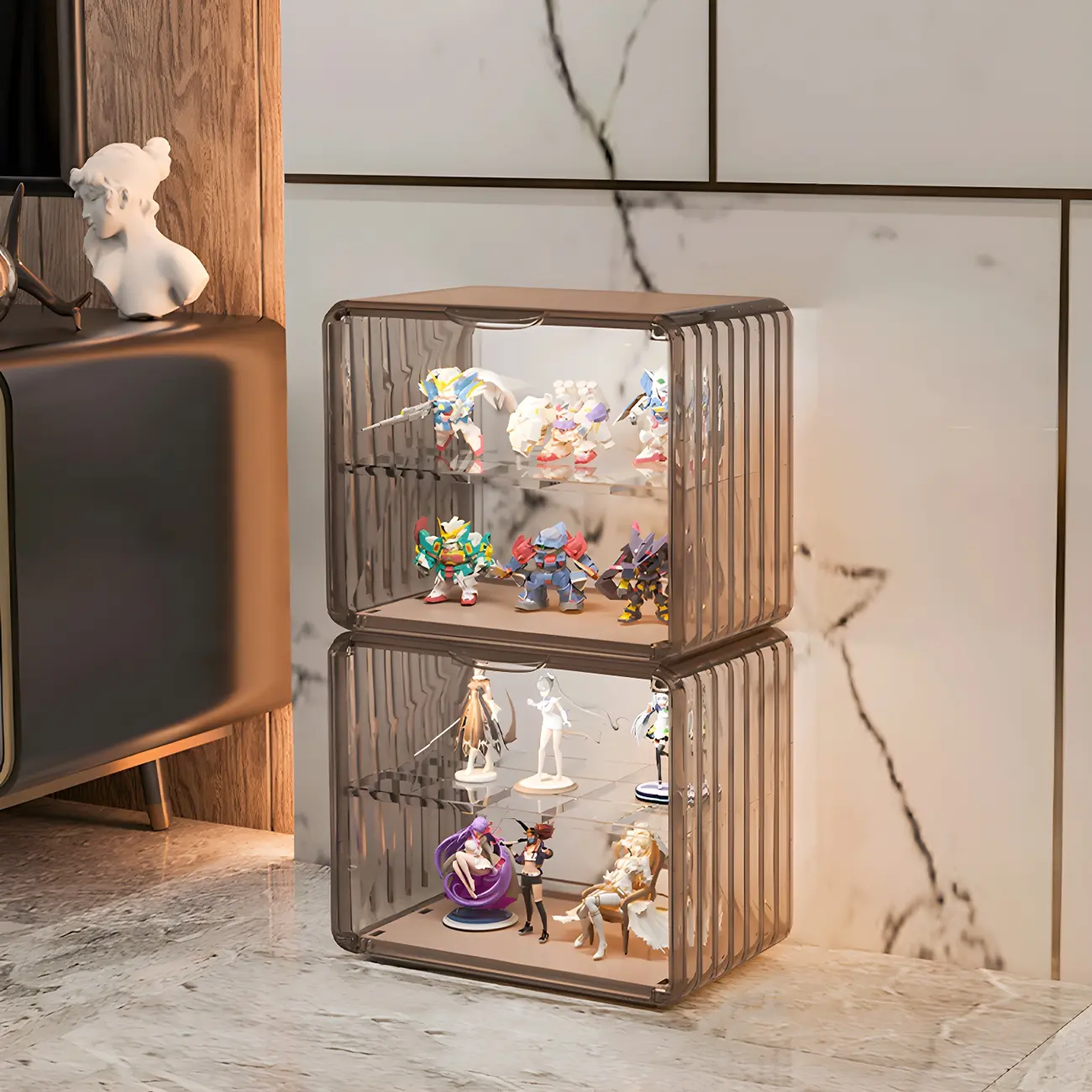 Stylish Stackable Green Clear Acrylic Display Cabinet