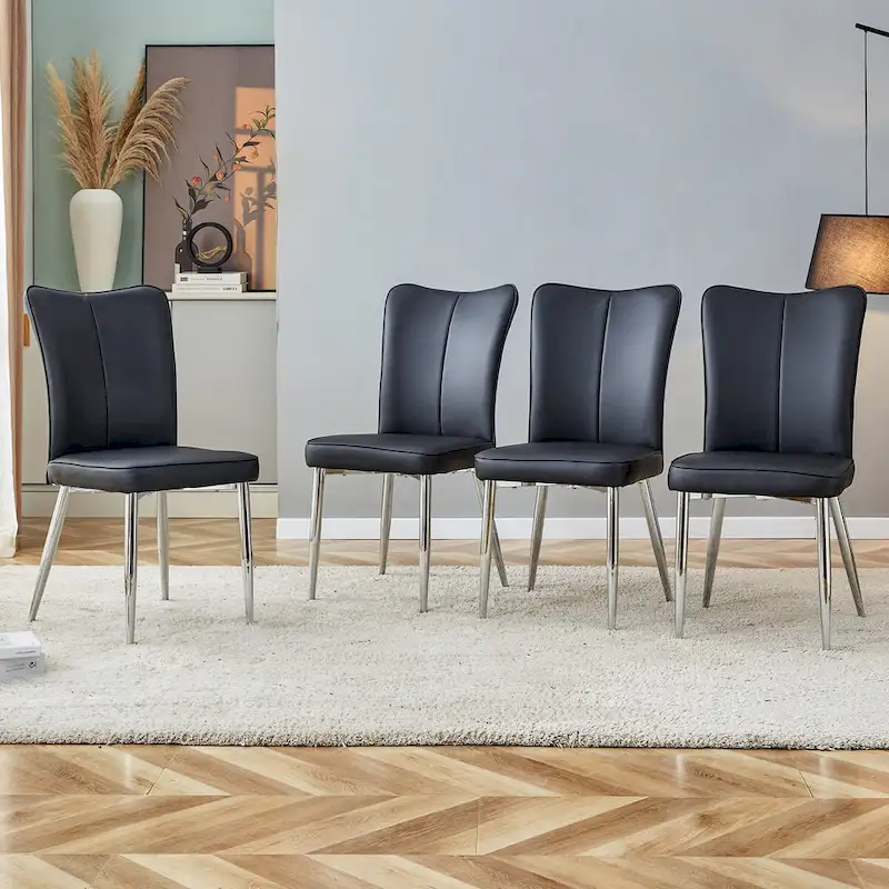 Modern Dining Chairs Set of 4 PU Leather Kitchen Upholstered Chairs