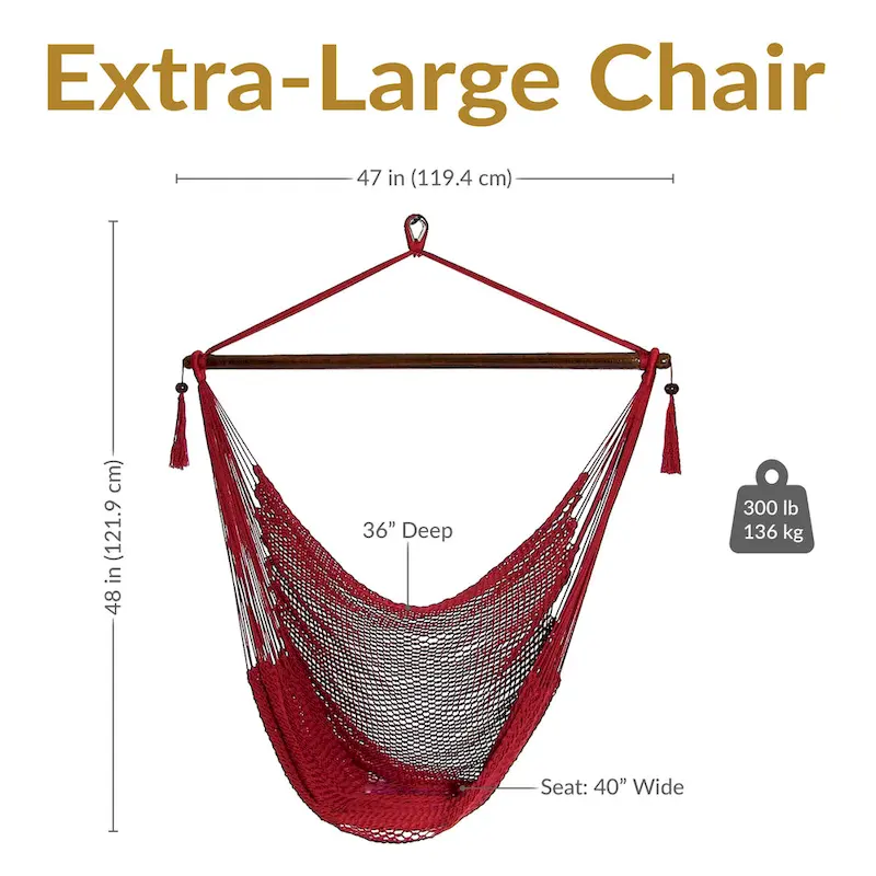 Sunnydaze Hanging Caribbean XL Hammock Chair