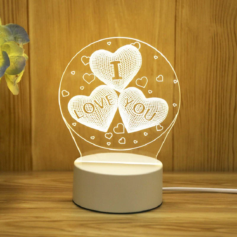 HULIANFU Romantic Love 3D Acrylic Led Lamp for Home Children Night Light Table Lamp Birthday Party Decor Valentine Day Bedside Lamp - Deanwangkt