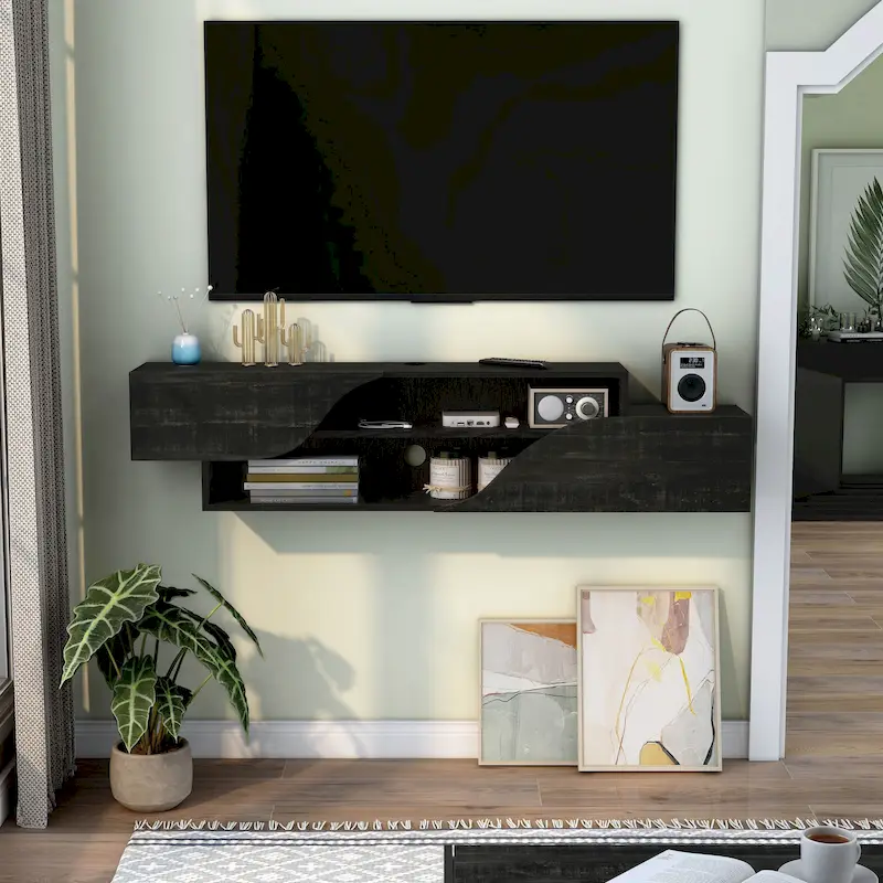 DH BASIC Transitional 59-inch 2-Shelf Floating TV Stand by Denhour