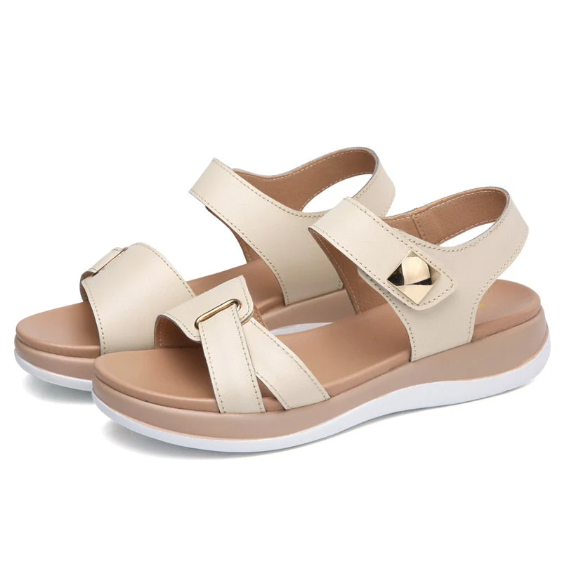 hulianfu New Women's Casual Sandals Platform Open Toe Soft-soled Beach Shoes Fashion Solid Color Outdoor Flat Sandals Sabdalia Feminina - Deanwangkt