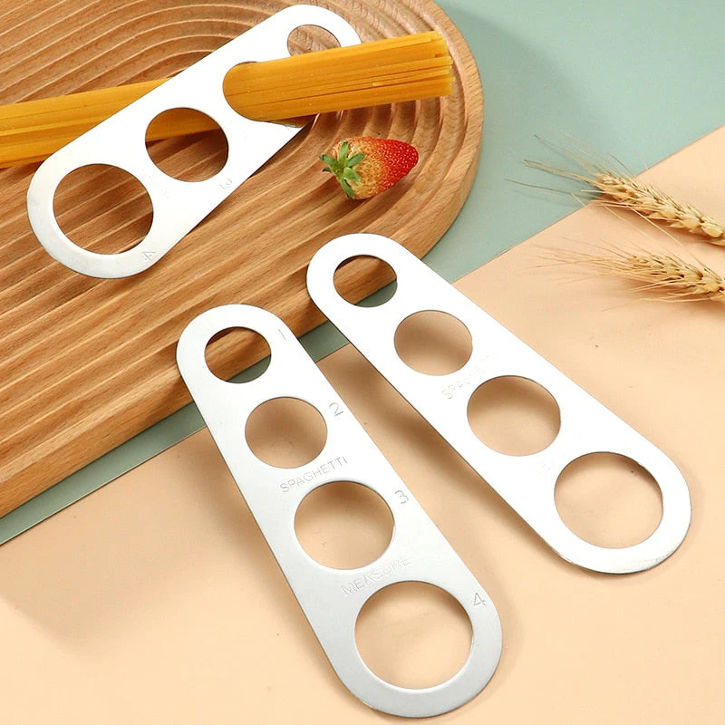 HULIANFU Stainless Steel Spaghetti Ruler Pasta Measuring Device Spaghetti Kitchen Gadget 4-hole Rice Noodle Measuring Device Pasta Cutter - Deanwangkt