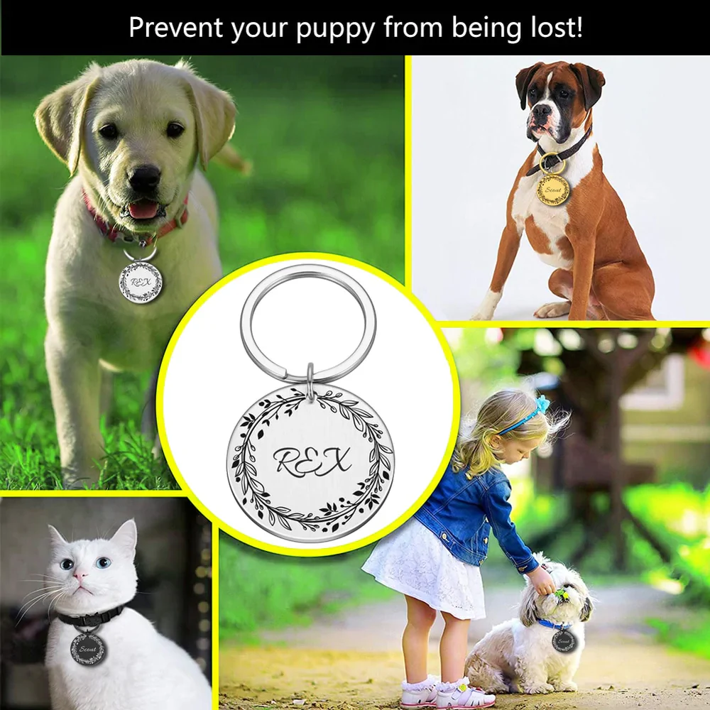 HULIANFU Personalized Dog Cat Pet ID Tags  Engraved Cat Puppy  Pet ID Name Number Address Collar Tag Pendant Pet Accessories - Deanwangkt